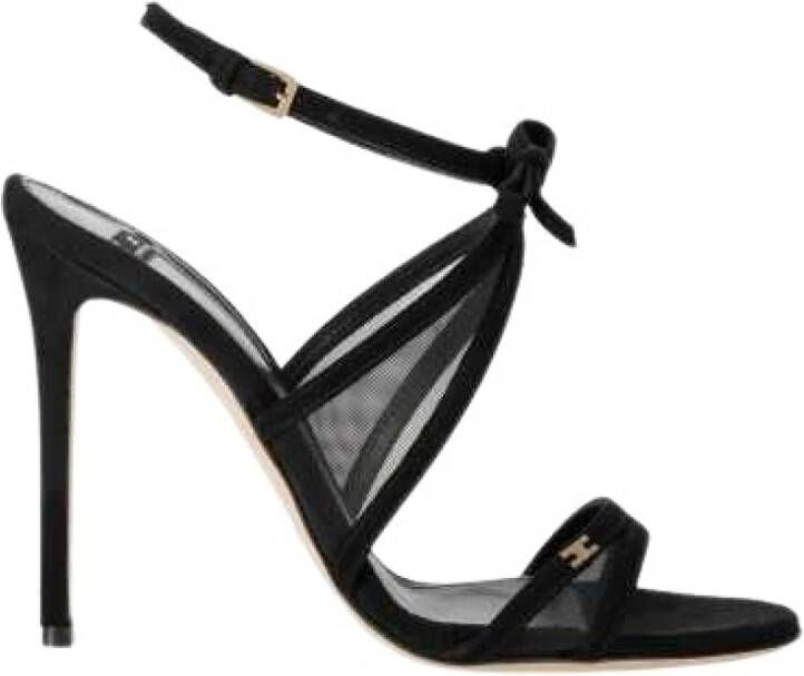 Elisabetta Franchi Zwarte Suède Strik Sandalen voor Vrouwen Black Dames