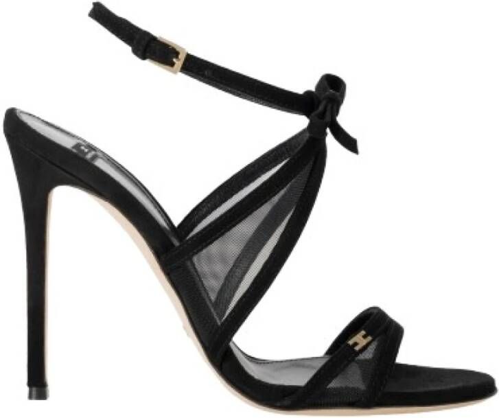 Elisabetta Franchi Zwarte Suède Strik Sandalen voor Vrouwen Black Dames