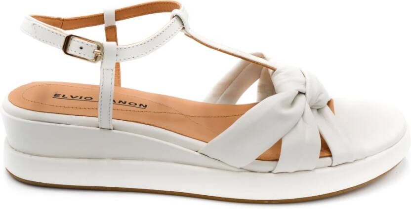 Elvio Zanon Leren Platte Sandalen Beige Dames