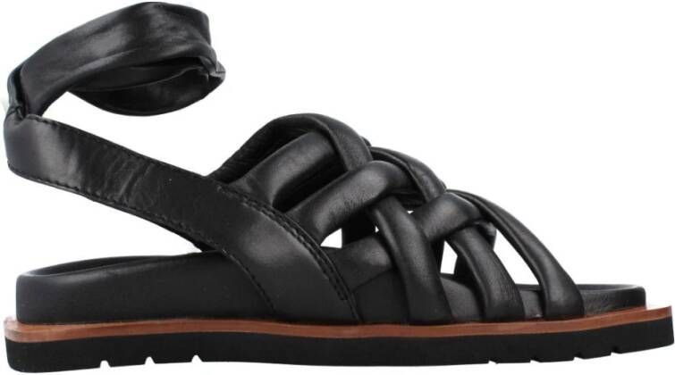 Elvio Zanon Gevlochten Platte Sandalen Black Dames