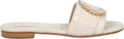 Emanuela Caruso Beatrice Raffia Sandalen met Swarovski White Dames