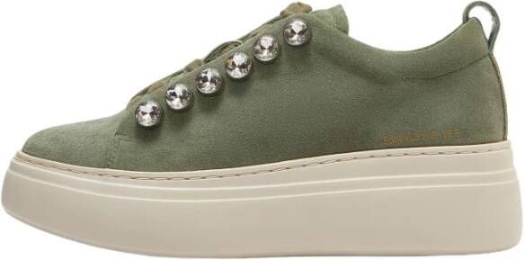 Emanuelle Vee Groene Suède Sneakers met Strass Veters Green Dames