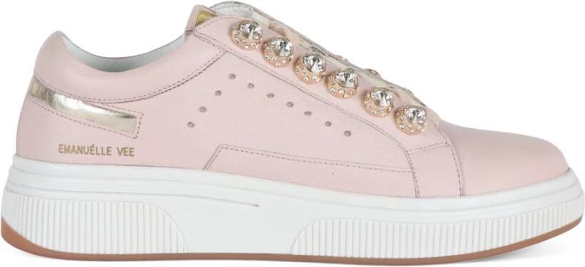 Emanuelle Vee July Strass Leren Sneakers Pink Dames