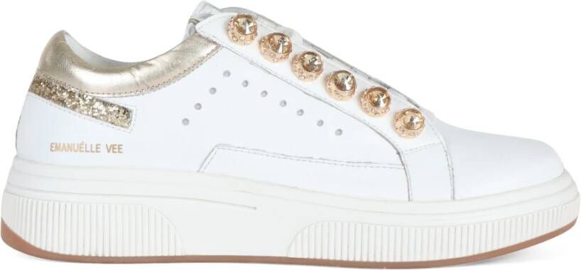 Emanuelle Vee July Strass Leren Sneakers White Dames