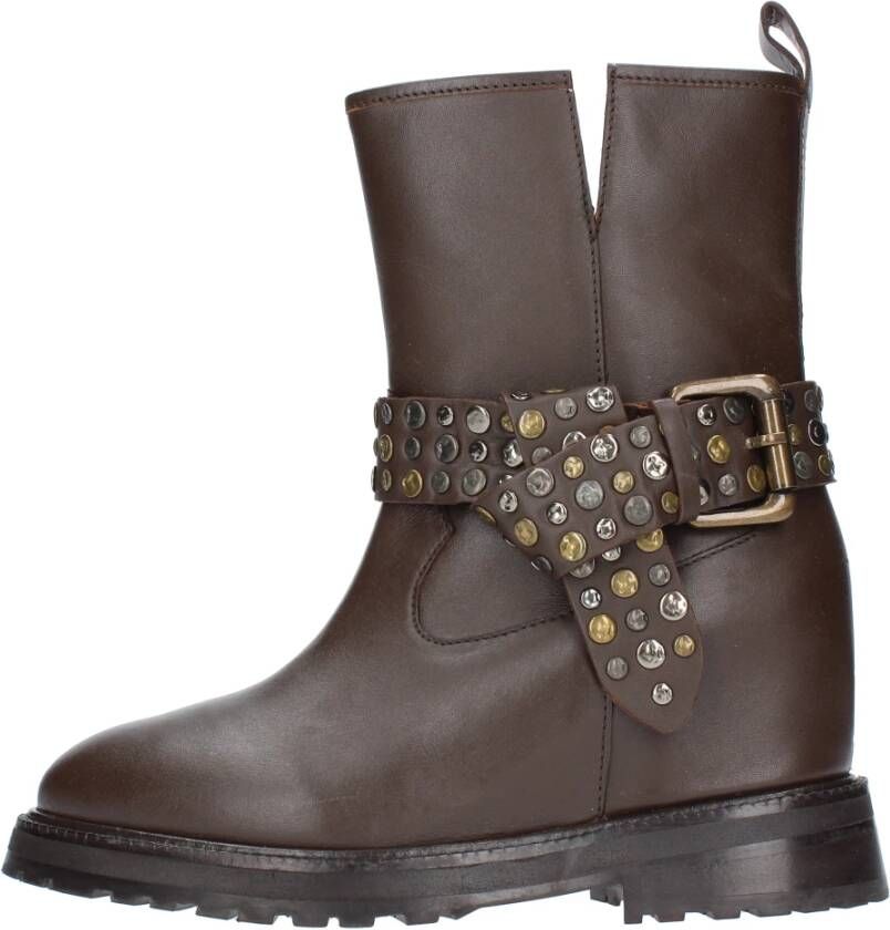 Emanuelle Vee Studded enkellaarsjes van leer Brown Dames