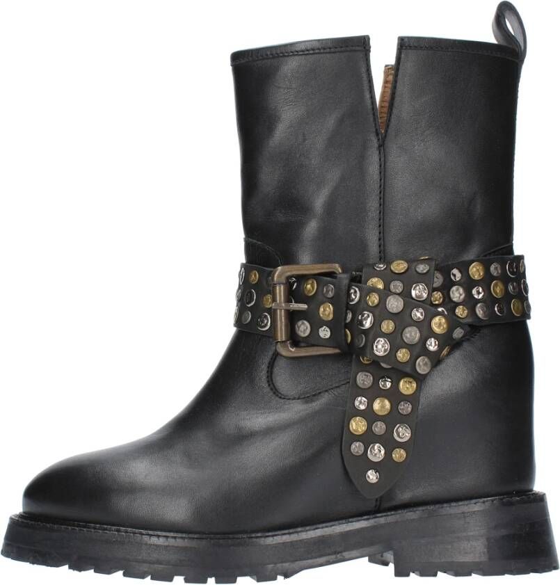 Emanuelle Vee Leren Studs Dames Enkellaars Black Dames