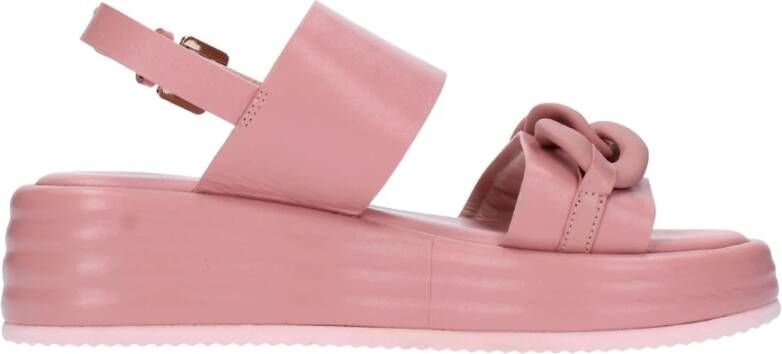 Emanuelle Vee Leren Platte Sandalen Pink Dames