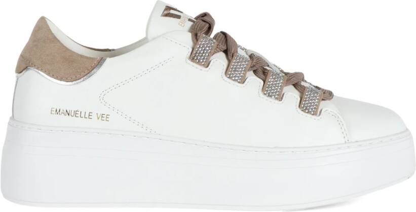 Emanuelle Vee Leren Sneakers met Strass White Dames