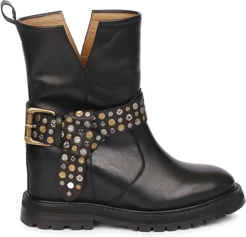 Emanuelle Vee Leren Studs Dames Enkellaars Black Dames