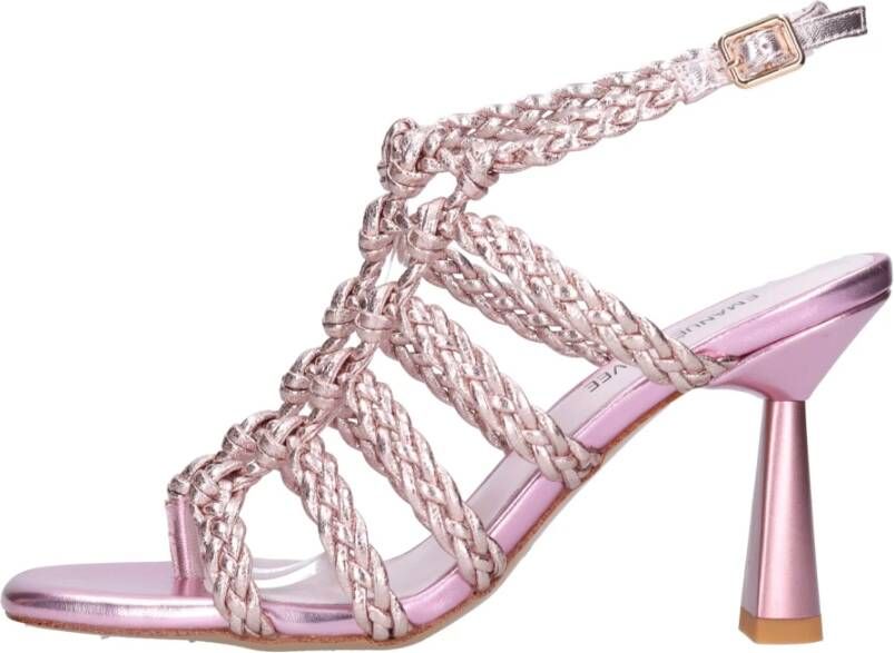 Emanuelle Vee Elegante Roze Sandalen met Vlechtwerk Pink Dames