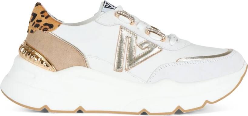 Emanuelle Vee Sneakers met contrastinzetten van leer en stof White Dames