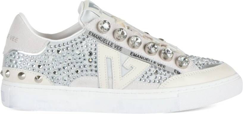 Emanuelle Vee Sneakers van leer en stof met strass Gray Dames