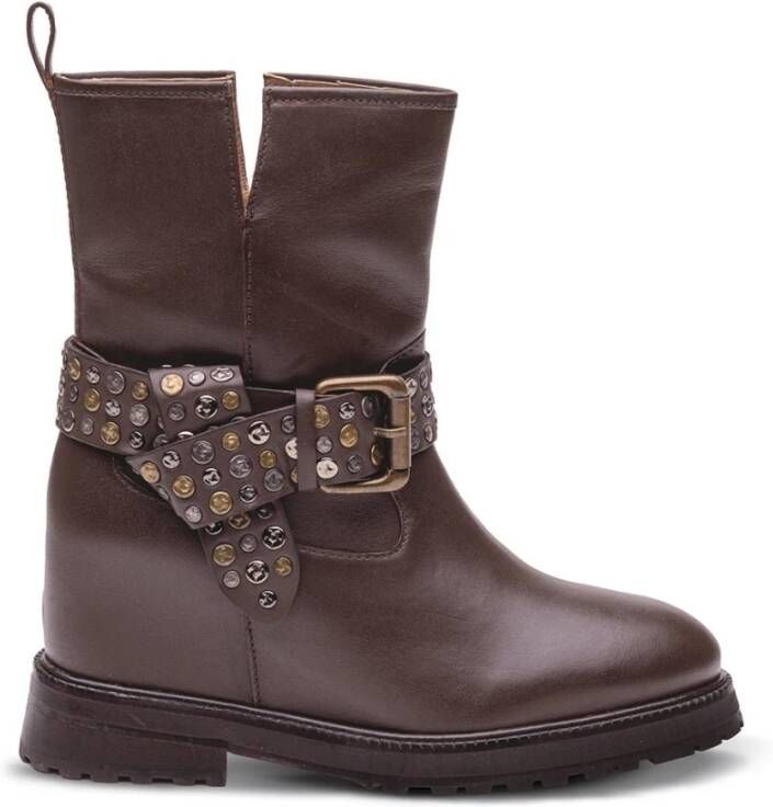 Emanuelle Vee Studded enkellaarsjes van leer Brown Dames