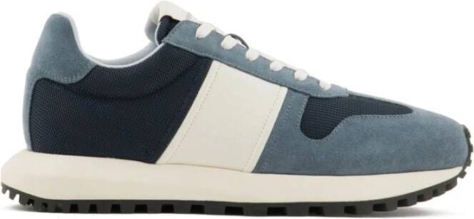 Emporio Armani Blauwe Sneakers Mesh Detail Logo Patch Blue Heren