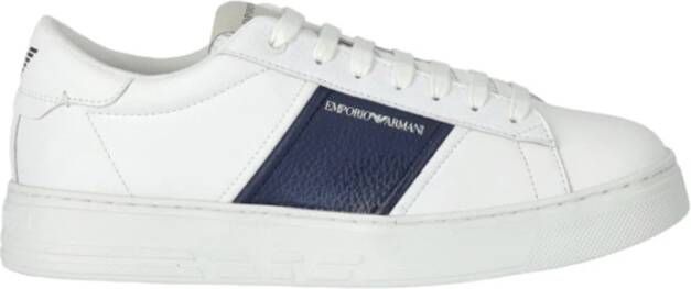 Emporio Armani Casual Leren Sneakers White Heren