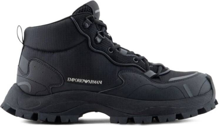 Emporio Armani Casual Zwarte Sneakers met Rubberen Zool Black Heren