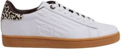 Emporio Armani EA7 Beige Leren Sneaker Herfst Winter Collectie Beige Dames