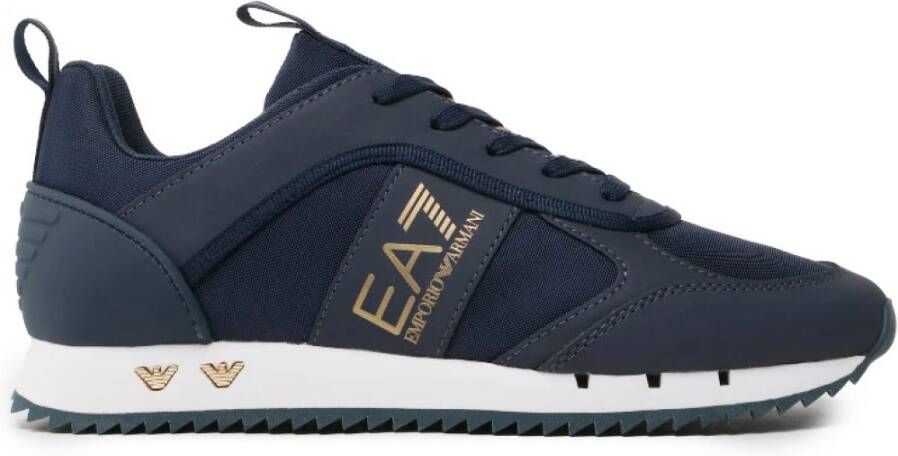 Emporio Armani EA7 Blauwe Sneakers met Ademende Stof Blue Heren