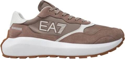 Emporio Armani EA7 Bruine Sneakers Moderne Sportieve Stijl Brown Heren