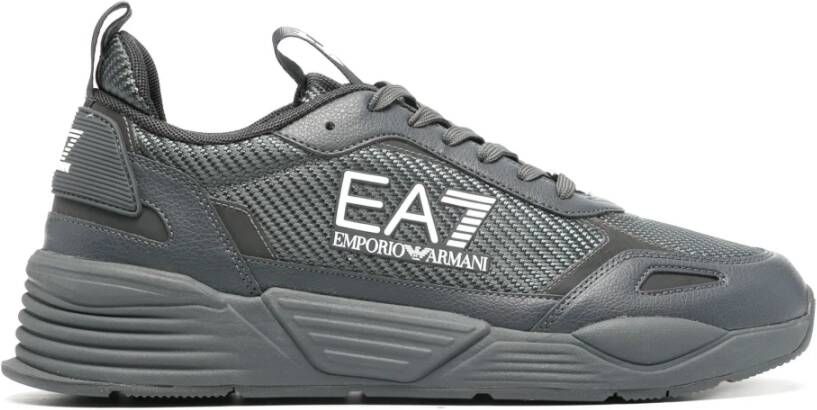 Emporio Armani EA7 Casual Grijze Sneakers met Rubberen Zool Gray Heren