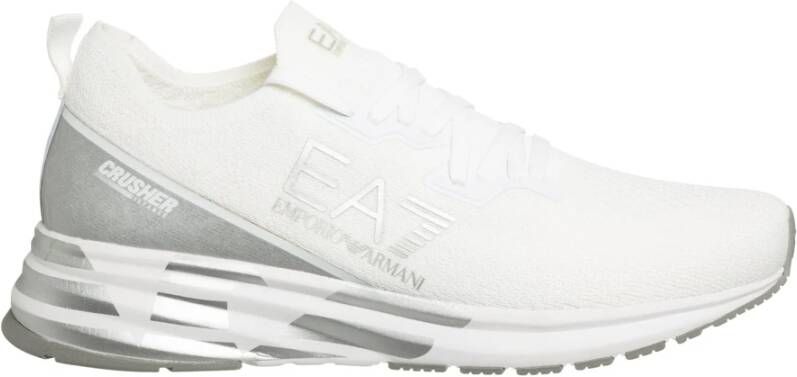 Emporio Armani EA7 Witte casual synthetische sneakers met 5 cm rubberen zool White Heren