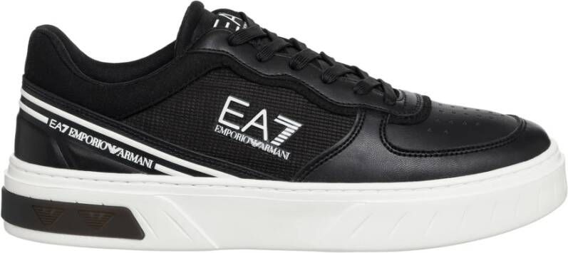 Emporio Armani EA7 Eenvoudige Vetersneakers Black Heren