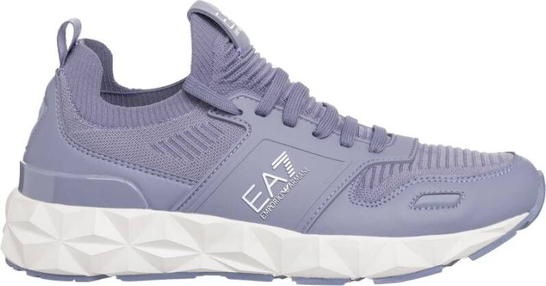 Emporio Armani EA7 Eenvoudige Vetersneakers Purple Dames