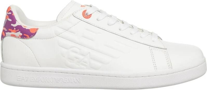 Emporio Armani EA7 Eenvoudige Vetersneakers White Dames