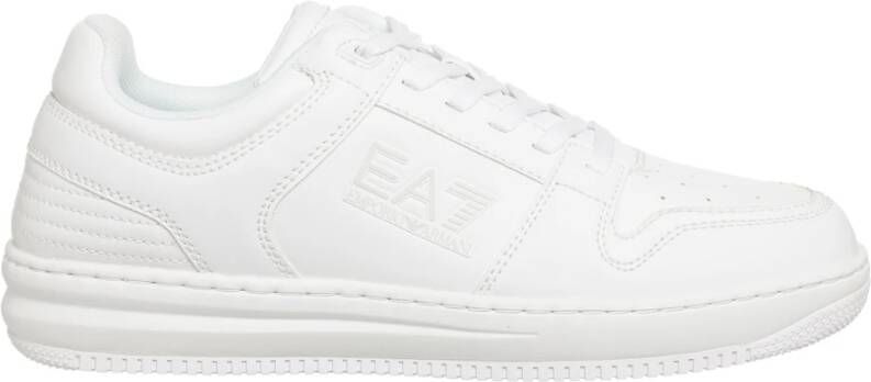 Emporio Armani EA7 Eenvoudige Vetersneakers White Heren