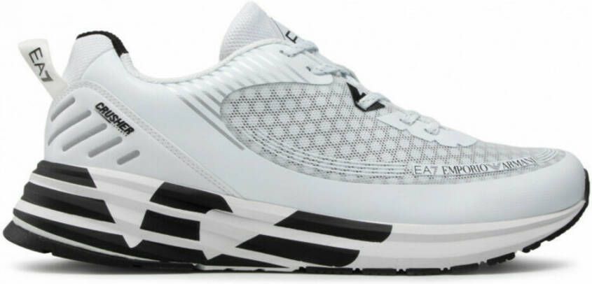 Emporio Armani EA7 Witte Zwarte Unisex Sneaker van Eco Leer Mesh White Heren