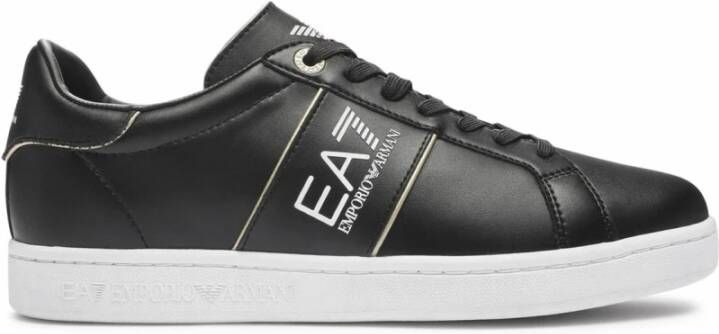 Emporio Armani EA7 Lage Leren Sneakers Zwart Black Heren