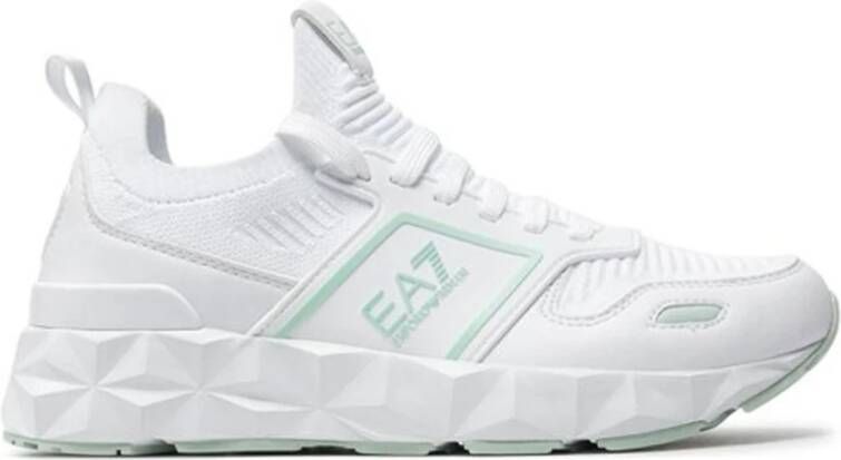 Emporio Ar i EA7 Witte Gebreide Sneakers White