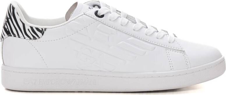 Emporio Armani EA7 Leren Sneakers met Logo Details White Dames