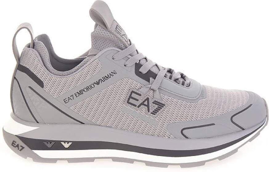 Emporio Armani EA7 Lichtgrijze Sneakers met Metalen Adelaars Gray Heren