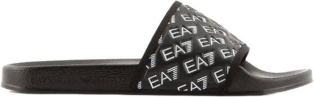 Emporio Ar i EA7 All Over Print Slides Black- Black