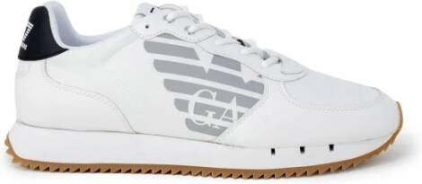 EA7 Emporio Armani Sneakers van leermix met labelprint model 'Basic Runner Eagle'