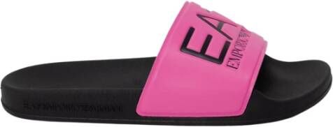 Emporio Armani EA7 Roze Bedrukte Pantoffels 2cm Hak Pink Dames