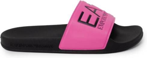 Emporio Armani EA7 Roze Bedrukte Pantoffels 2cm Hak Pink Dames