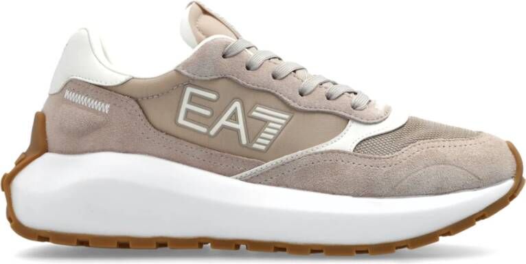 Emporio Armani EA7 Sneakers met logo Beige Dames