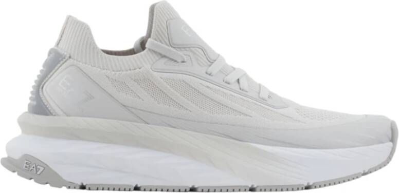 Emporio Armani EA7 Sportieve Vetersneakers met Logo White Heren