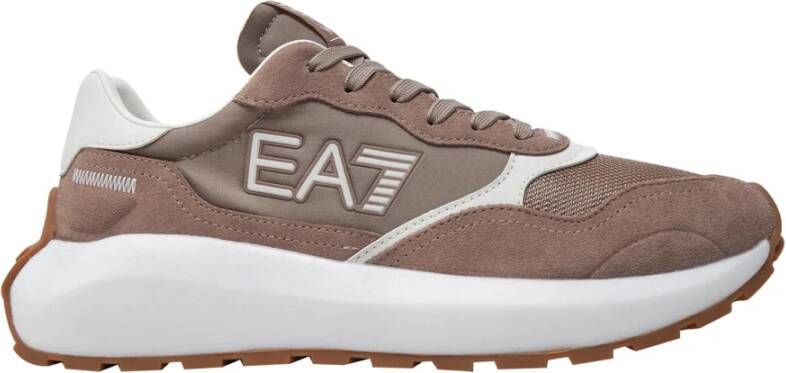 Emporio Armani EA7 Suède Veterschoenen Beige Heren