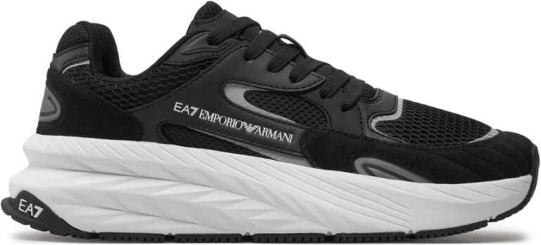 Emporio Armani EA7 Textiel en PU Leren Sneakers Black Heren