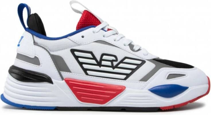 Emporio Armani EA7 Wit Rood Blauw Sneaker Stijlvol Mannen White Heren