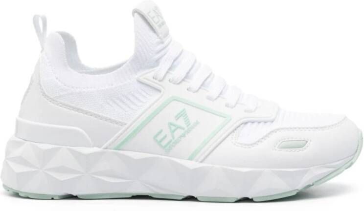 Emporio Armani EA7 Witte Gebreide Sneakers White Dames