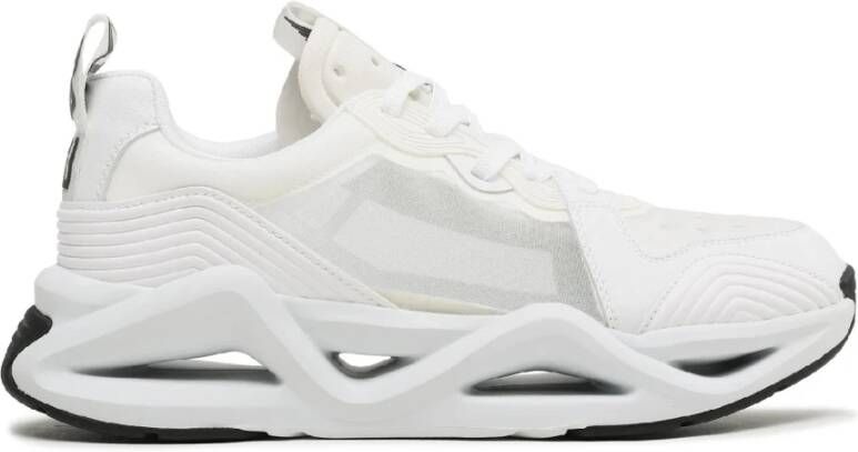 Emporio Armani EA7 Witte Herensneakers met Zwarte Inzetstukken White Heren