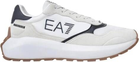 Emporio Armani EA7 Witte Leren Sneakers Minimalistische Stijl White Heren