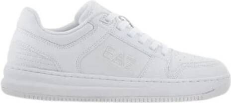 Emporio Armani EA7 Witte Sneakers Ronde Neus Vetersluiting White Heren