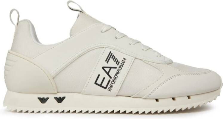 Emporio Armani EA7 Witte textiel en PU leren sneakers White Heren