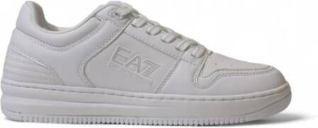 Emporio Ar i EA7 Witte Sneakers Ronde Neus Vetersluiting White