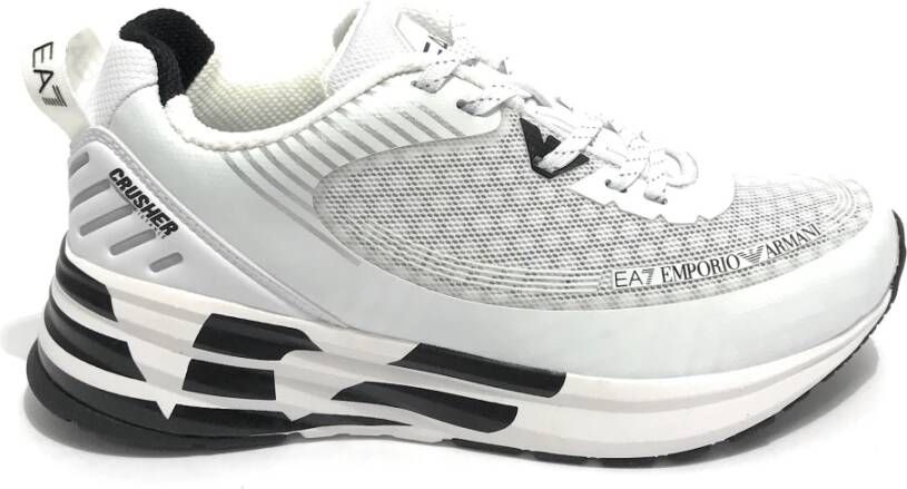 Emporio Armani EA7 Witte Zwarte Unisex Sneaker van Eco Leer Mesh Wit Heren